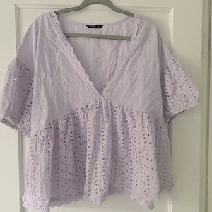 Shein lavender eyelet tee - fits small
